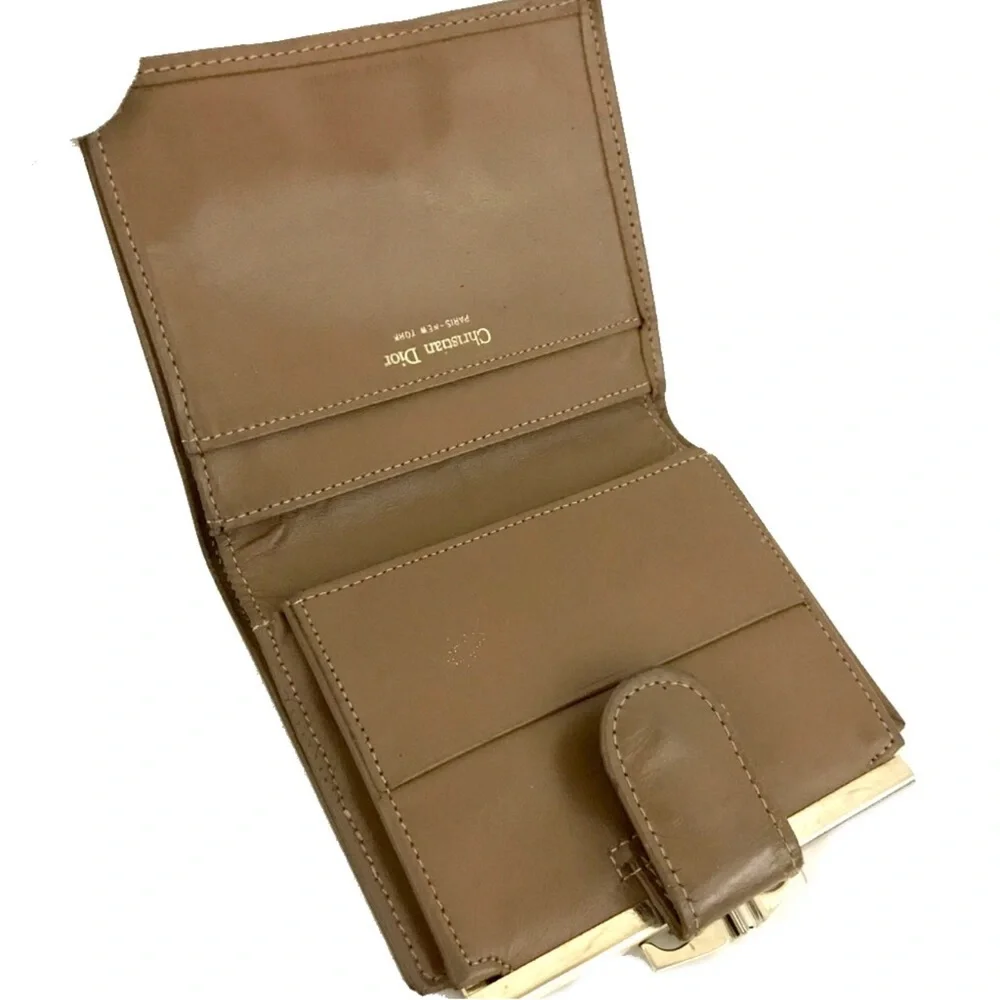 Christian Dior Honeycomb Canvas Leather Bifold Wallet Beige/7BB1284